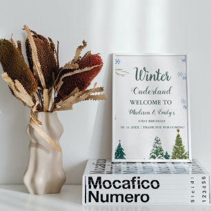 Twin WInter Onderland CHristmas Welcome Birthday Poster