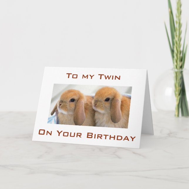 "TWIN WISHES" WITH "TWIN BUNNIES" FOR BIRTHDAY CARD (Front)