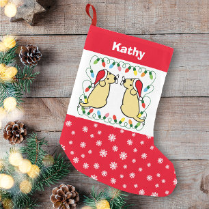 Twin Yellow Labrador Santas Small Christmas Stocking