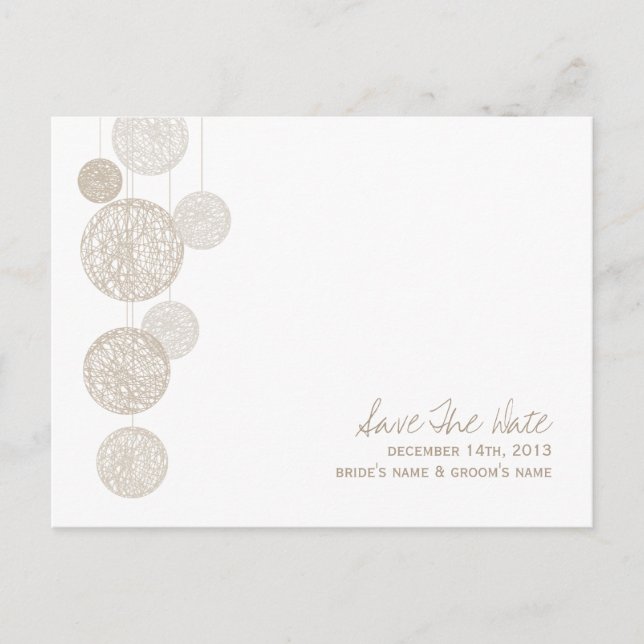 Twine Globes Modern Wedding Save The Date Announcement Postcard (Front)