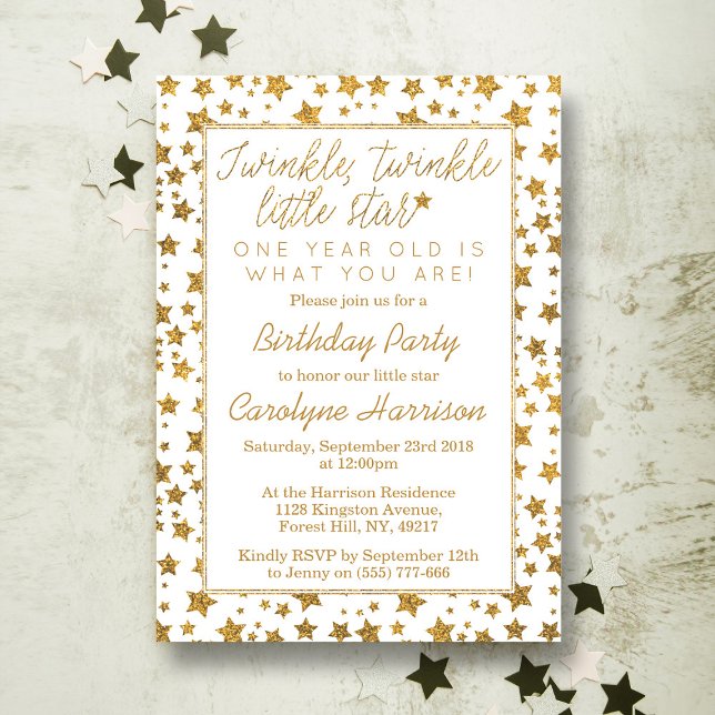 Twink, Twinkle Little Star 1st Birthday Invitation (Creator Uploaded)