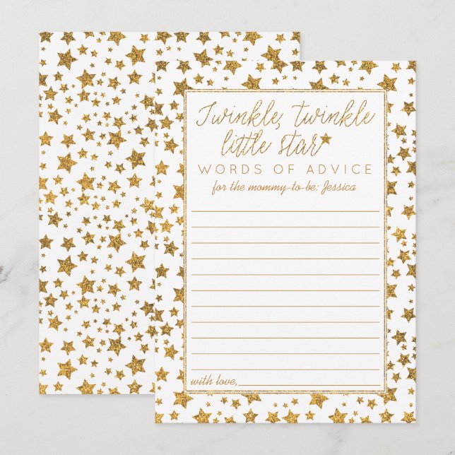 Twink, Twinkle Little Star Baby Shower Advice Card (Front/Back)