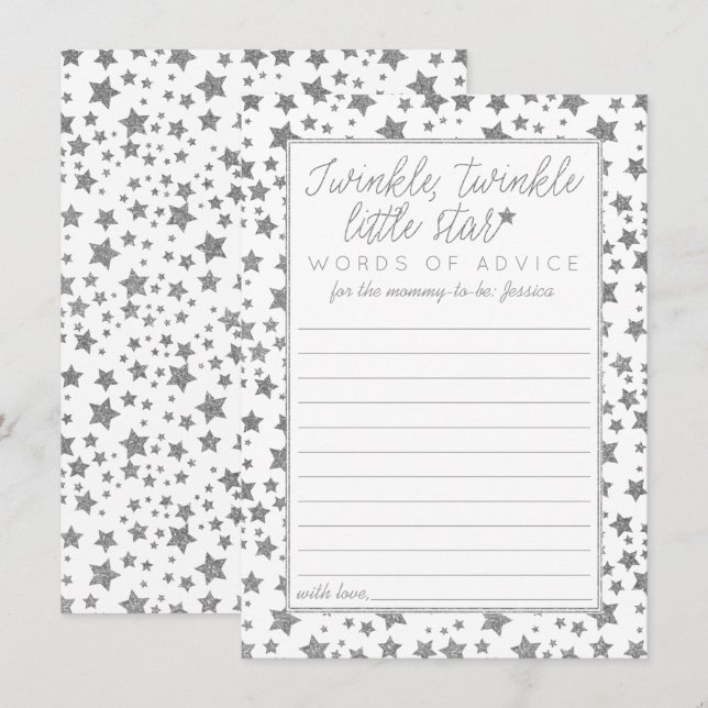 Twink, Twinkle Little Star Baby Shower Advice Card (Front/Back)
