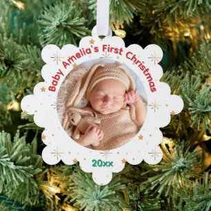 Twinkle Baby's First Christmas name and year Tree Decoration Card