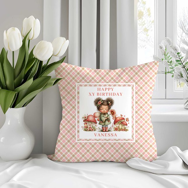 Twinkle Fairy Pink Flowers Birthday Throw Pillow (Twinkle Fairy Pink Flowers Birthday Throw Pillow)