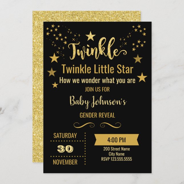 Twinkle Gender Reveal Invitation (Front/Back)