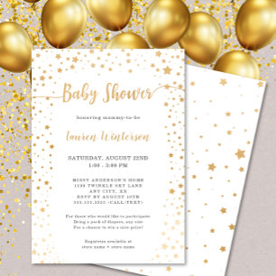 Twinkle Gold Star Baby Shower Invitation