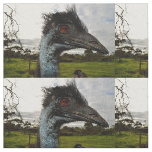 "Twinkle in the Eye: An Emu’s Curious Gaze" Fabric