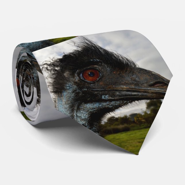 "Twinkle in the Eye: An Emu’s Curious Gaze" Tie (Rolled)