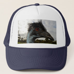"Twinkle in the Eye: An Emu’s Curious Gaze" Trucker Hat