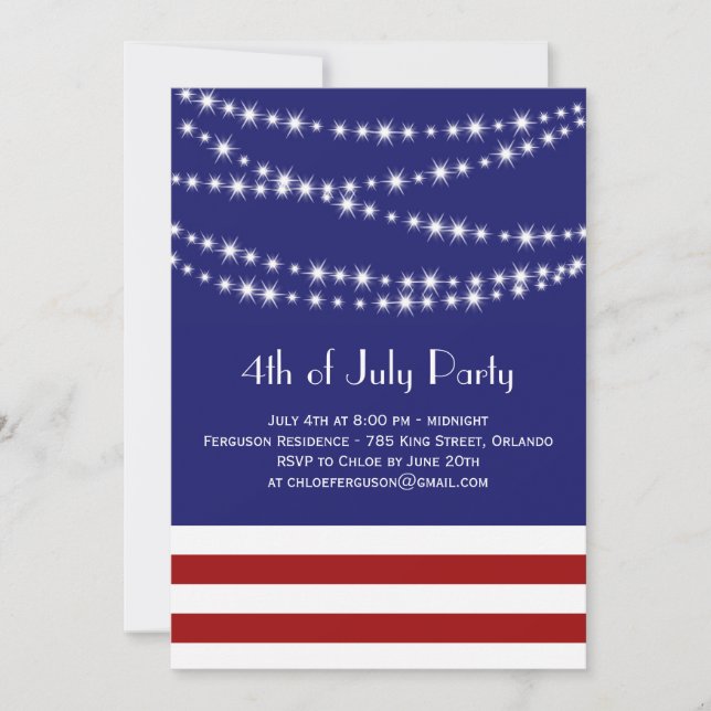 Twinkle Lights 4th of July Party Invitation (Front)