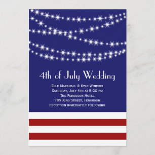 Twinkle Lights 4th of July Wedding Invitation