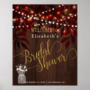 Twinkle lights autumn bridal shower welcome sign