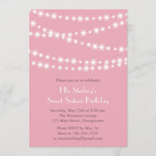 Twinkle Lights Birthday Invitation (pink)