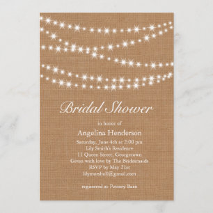 Twinkle Lights Bridal Shower Invitation on Burlap