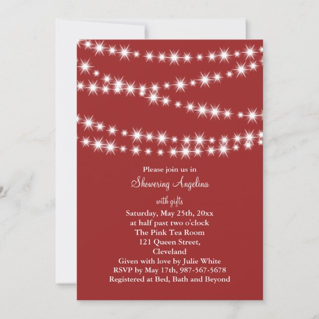 Twinkle Lights Bridal Shower Invitation (red) (Front)