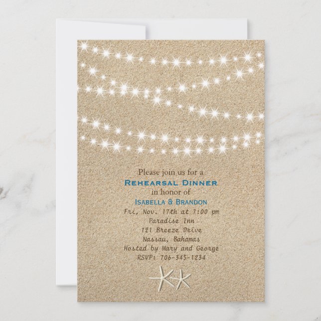 Twinkle Lights Destination Rehearsal Dinner Invite (Front)
