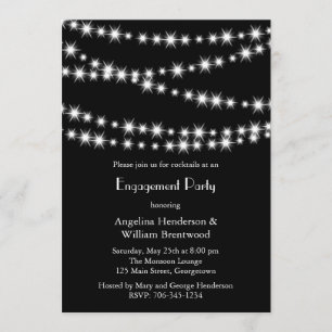 Twinkle Lights Engagement Invitation (black)