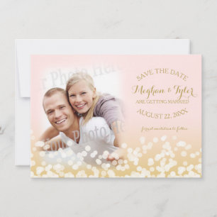 Twinkle Lights Gold and Pink Save the Date