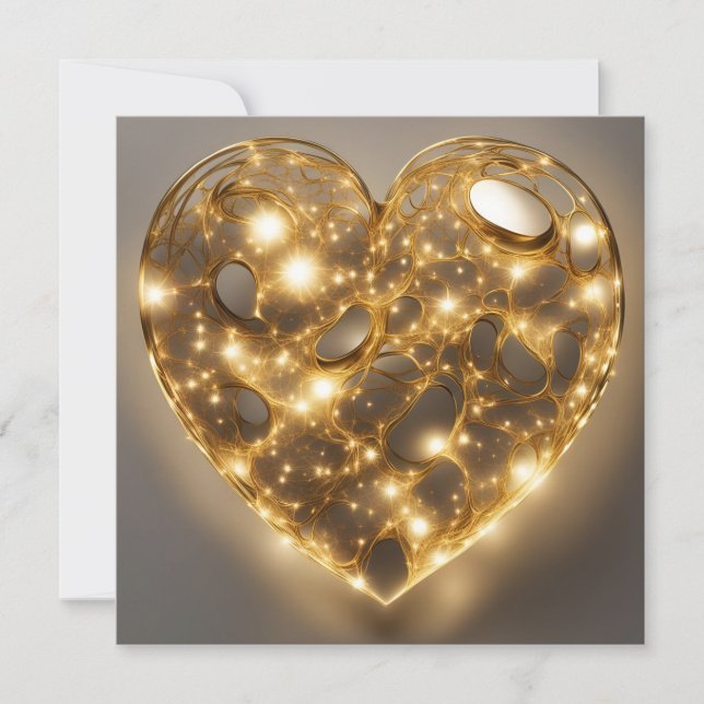 Twinkle Lights Heart Shape Holiday Card (Front)