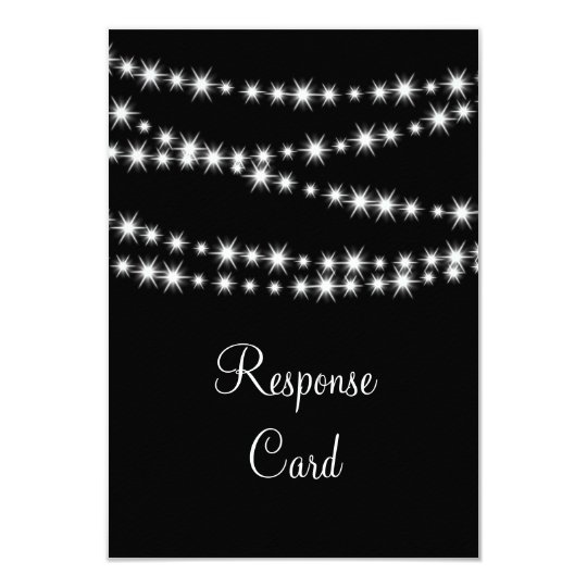 Twinkle Lights RSVP with menu (black) Card