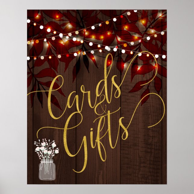 Twinkle lights rustic fall barn wood wedding sign (Front)