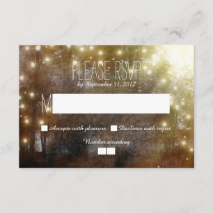 Twinkle lights rustic wedding RSVP cards