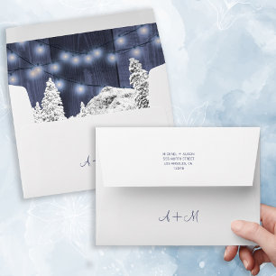 Twinkle lights rustic winter wonderland barn wood envelope