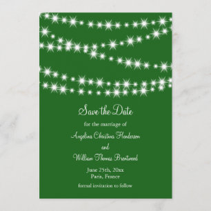 Twinkle Lights Save the Date (green)