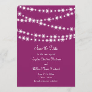 Twinkle Lights Save the Date (magenta)