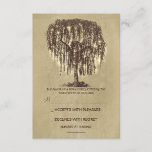 Twinkle Lights Tree Rustic Wedding RSVP card
