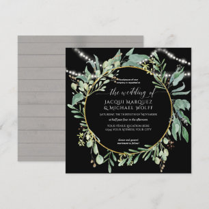 Twinkle Lights Winery Wood Eucalyptus Watercolor Invitation