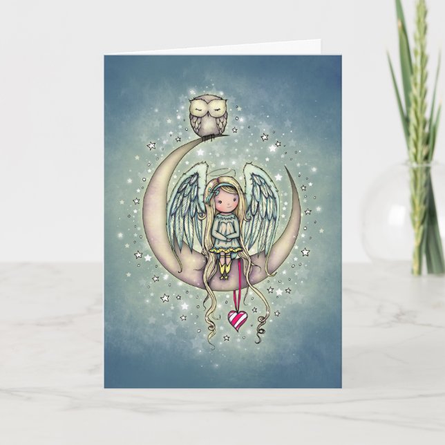 Twinkle Little Angel and Owl Holiday Card (Front)