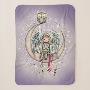 Twinkle Little Angel and Owl on Lavender Sherpa Blanket