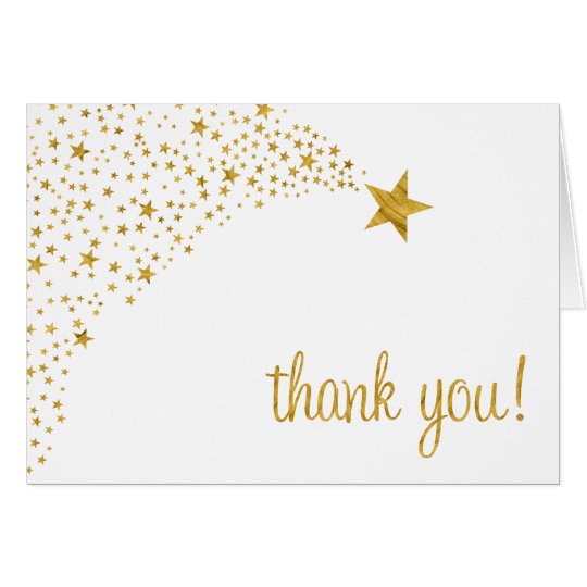 Twinkle Little Shooting Star White Gold Thank You Card