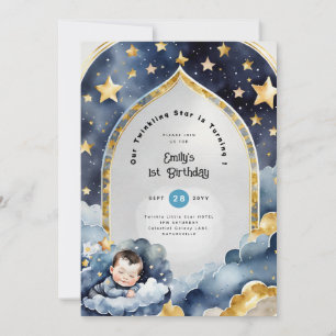 Twinkle Little Star 1st BIRTHDAY, BABY SHOWER BOY Invitation