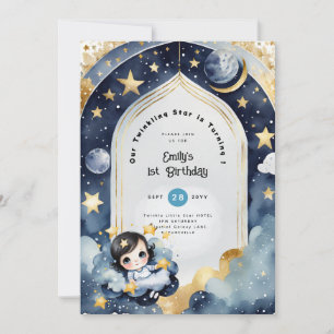 Twinkle Little Star 1st BIRTHDAY, BABY SHOWER Girl Invitation