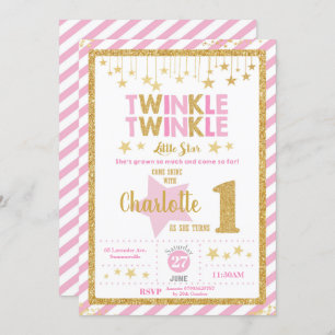Twinkle Little Star 1st Birthday Invitation Girl