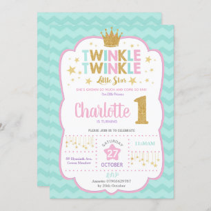 Twinkle Little Star 1st Birthday Invitation Girl