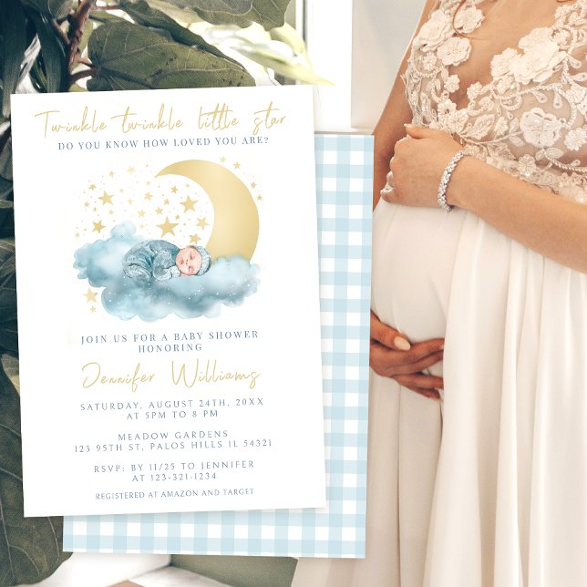 Twinkle little star baby boy shower Invitation (Creator Uploaded)