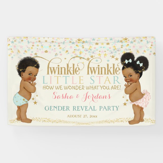 Twinkle Little Star Baby Gender Reveal Ethnic Banner (Horizontal)
