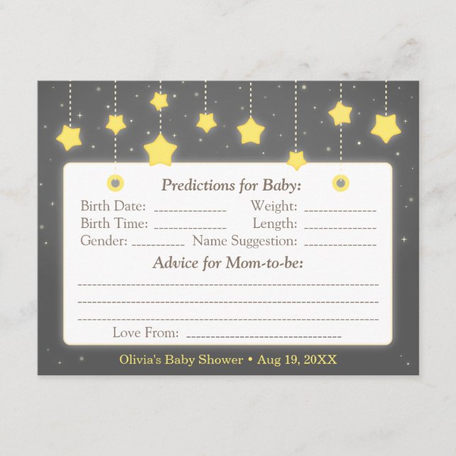 Twinkle Little Star Baby Prediction Advice Name Card (Front)