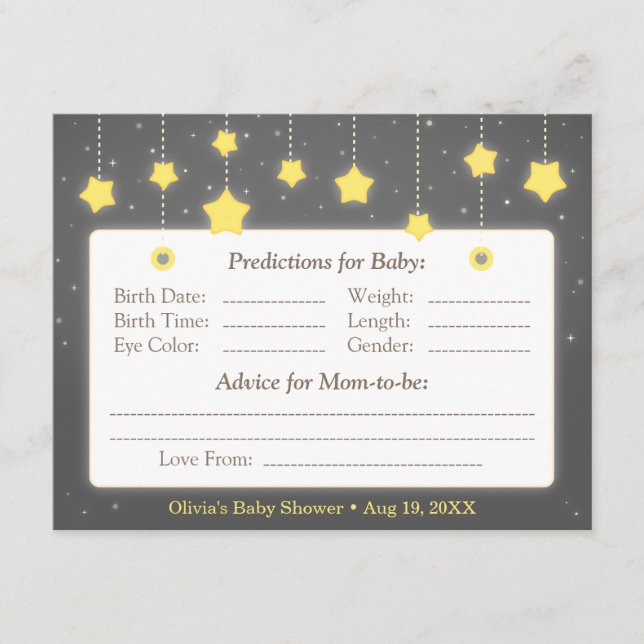 Twinkle Little Star Baby Prediction and Advice Card (Front)
