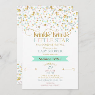 Twinkle Little Star Baby Shower Any Colour Invitation