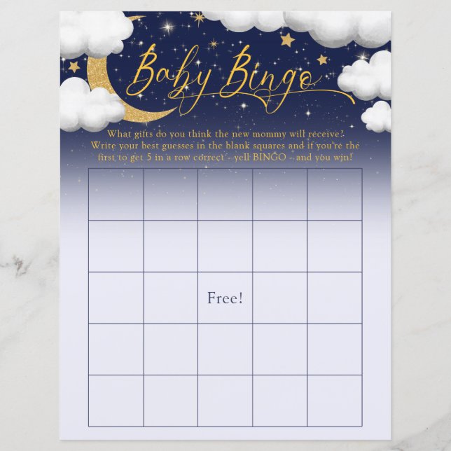 Twinkle Little Star Baby Shower Baby Bingo Game (Front)