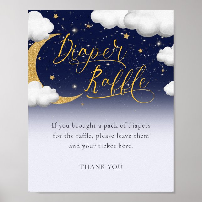 Twinkle Little Star Baby Shower Diaper Raffle Sign (Front)