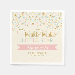 Twinkle Little Star Baby Shower Gold Aqua Pink Napkin