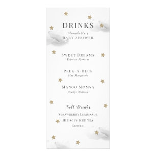 Twinkle Little Star Baby Shower Grey Drink Memu Rack Card