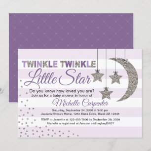 Twinkle little star baby shower invitation girl
