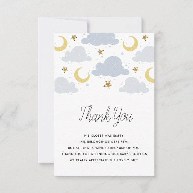 Twinkle little star baby shower thank you card (Front)